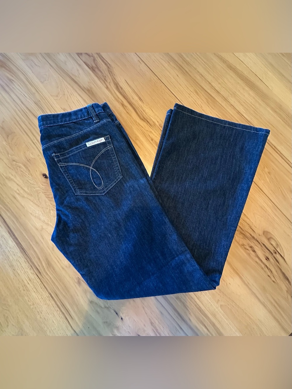 Calvin Klein Women’s Dark Blue Wide-leg Jeans